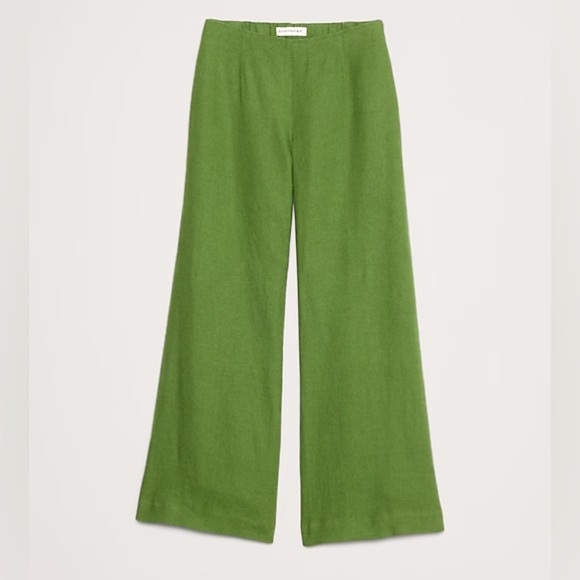 NWT! Banana Republic Scenic Trail Green Mid-Rise Kick-Flare Linen Ankle Pant - Picture 4 of 7